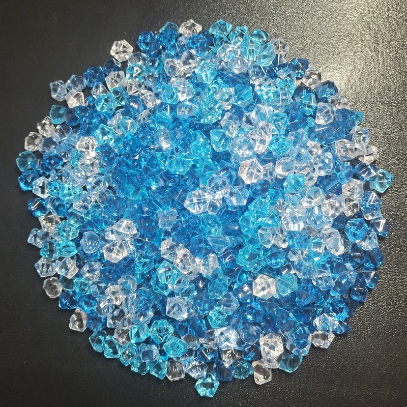 100PCS Crushed Diamond Gem Crystals Stones Plastic Fake Ice Rocks Cube Irregular Acrylic Pebbles Decorative Stones for Aquarium