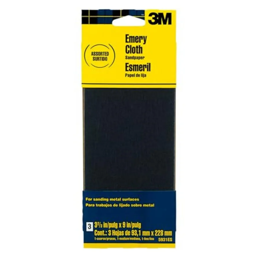 

Emery Cloth Sandpaper For Sanding Metal Surfaces 3 Sheets 3.67-in x 9-in Assorted Grit Abrasives Cloth Backed Sanding Paper For