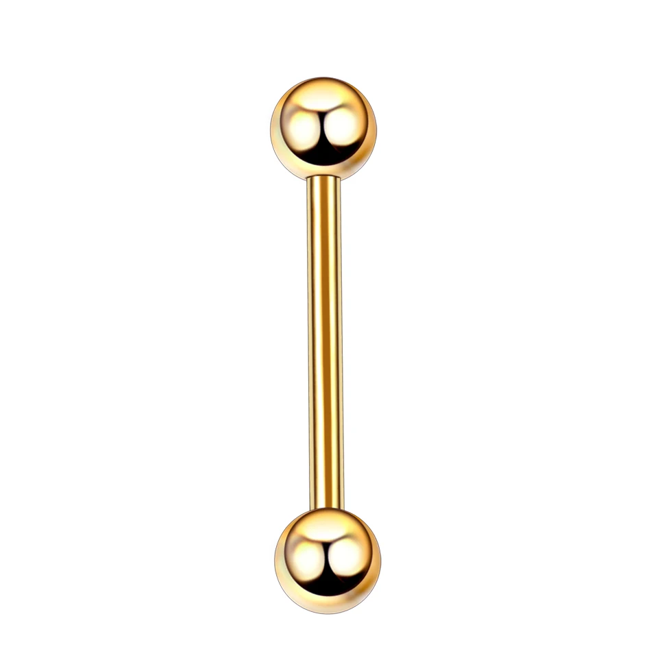 1PC ASTM F136 Titanium Industrial Barbell Balls Tongue Ring Lip Nipple Bar Stud 16G/14G Straight Helix Ear Piercing Body Jewelry