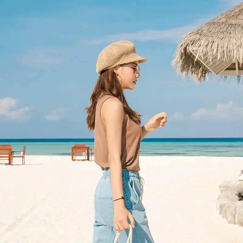 Octagonal Beret Women Sun Beach Hat Painter Hat Outdoor Travel Light Breathable Women Visor Femme Retro Fashion