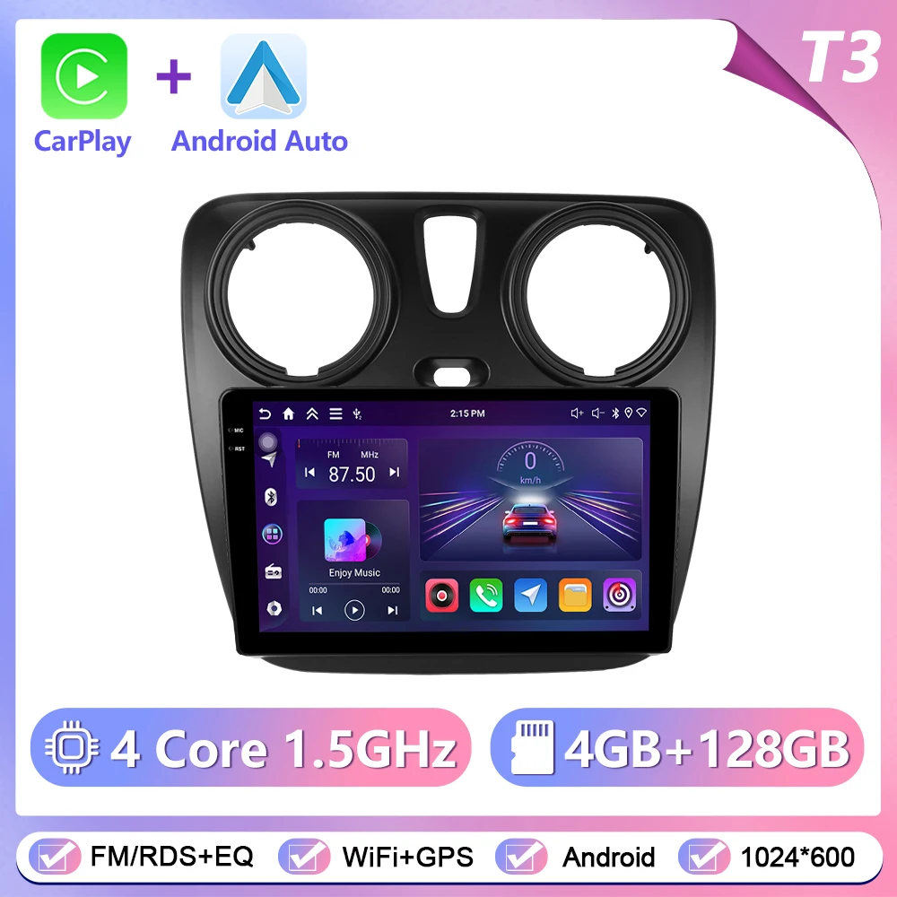 Podofo CarPlay Android Autoradio Voor Renault Lodgy 2021/Dokker 2012-2020 GPS Intelligente Systemen tereo Multimedia Autoradio