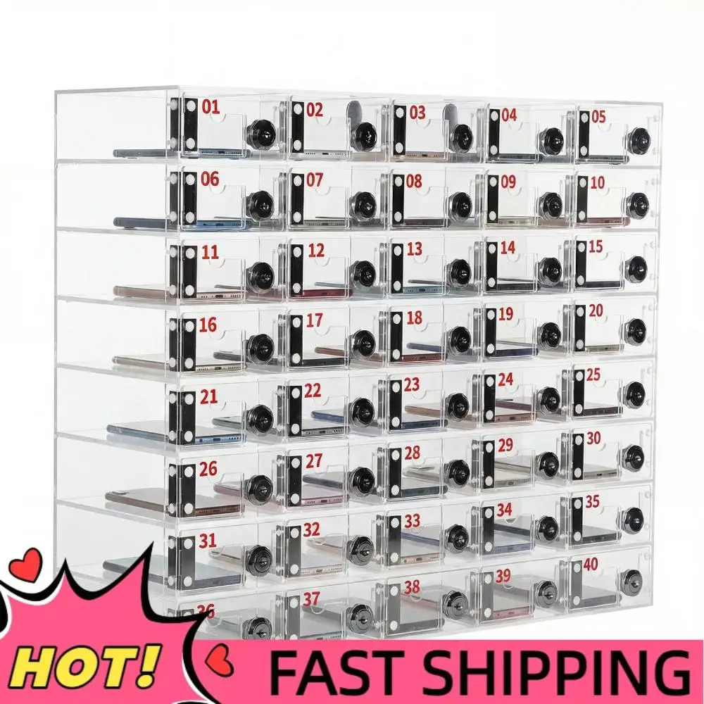 

Настенный шкафчик для телефонов на 40/60 слотов, прозрачный акриловый бокс для хранения телефонов для сотрудников школ, офисов, фабрик