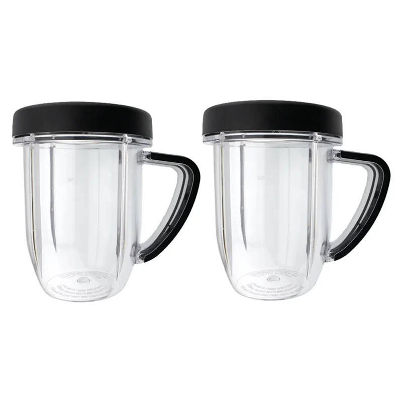 

ABJO-Accessories 30 Ounce Cup Jar With Handle Mug With Lip Ring Part, Compatible For Nutribullet RX 1700W NB-301, 2 Pack