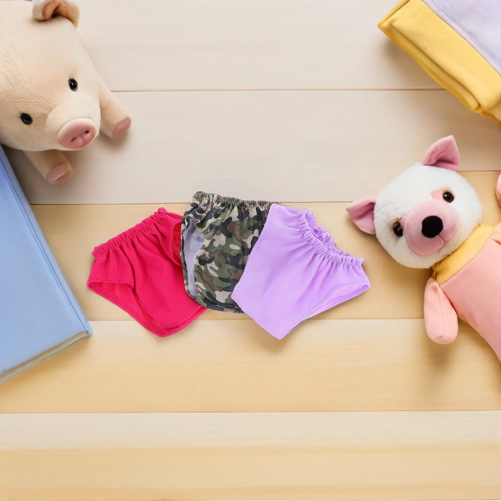 

6Pcs Miniature Underwear for 18 Inch Creative Dress-Up Clothes Soft Washable Reusable Diaper Set Dollhouse Accessories