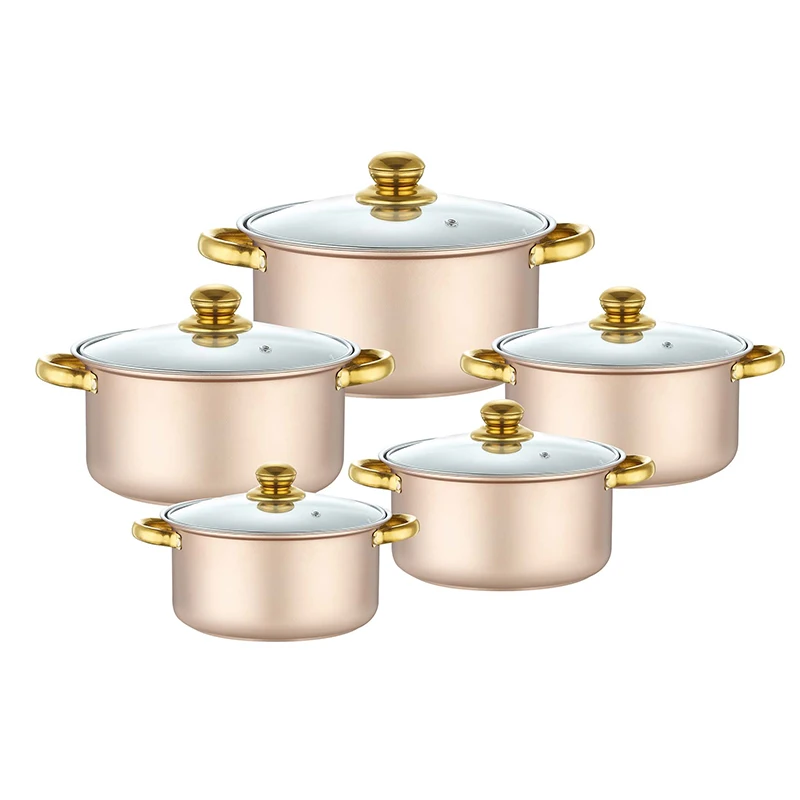 Cookware Set Stock Pot 10pcs Stainless Steel Cooking Pot Ollas De Cocina Sets of Pots Kitchenware Induction Casseroles