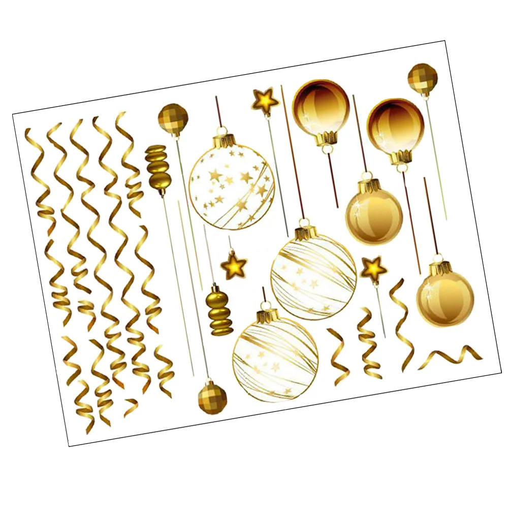 Gold Christmas Wall Sticker Glass Decals Decor Window Ball Bedroom Living Office Diy Home nament Holiday Seasonal