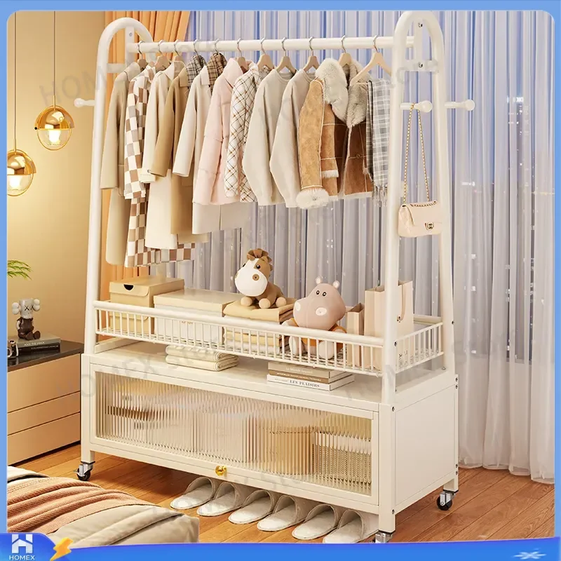 Wall-mounted clothes hanger - Floor-standing indoor home simple coat rack - Luxury and practical movable clothes rack