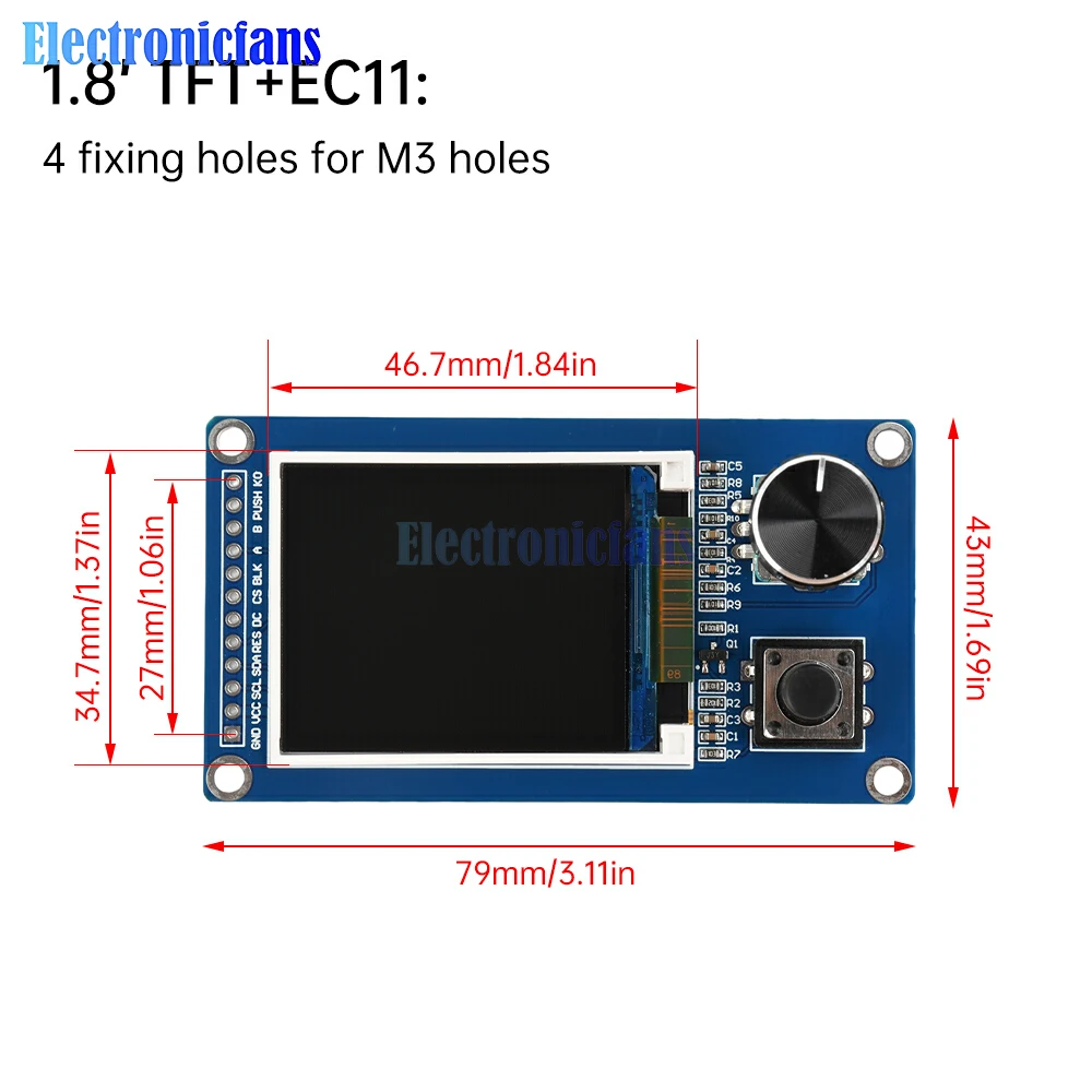 Tela TFT de 1,8 / 2,4 polegadas com módulo de combinação de codificador rotativo EC11 Interface SPI Display LCD