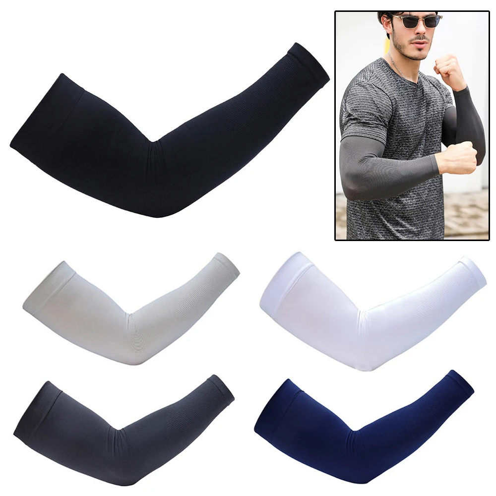 Anti-sunburn Sleeve Elastic Men Women Cool Muff Plus Size Outdoor Sports Sunscreen Cycling Sleeve Uv Blocking Sleeve Fingerless