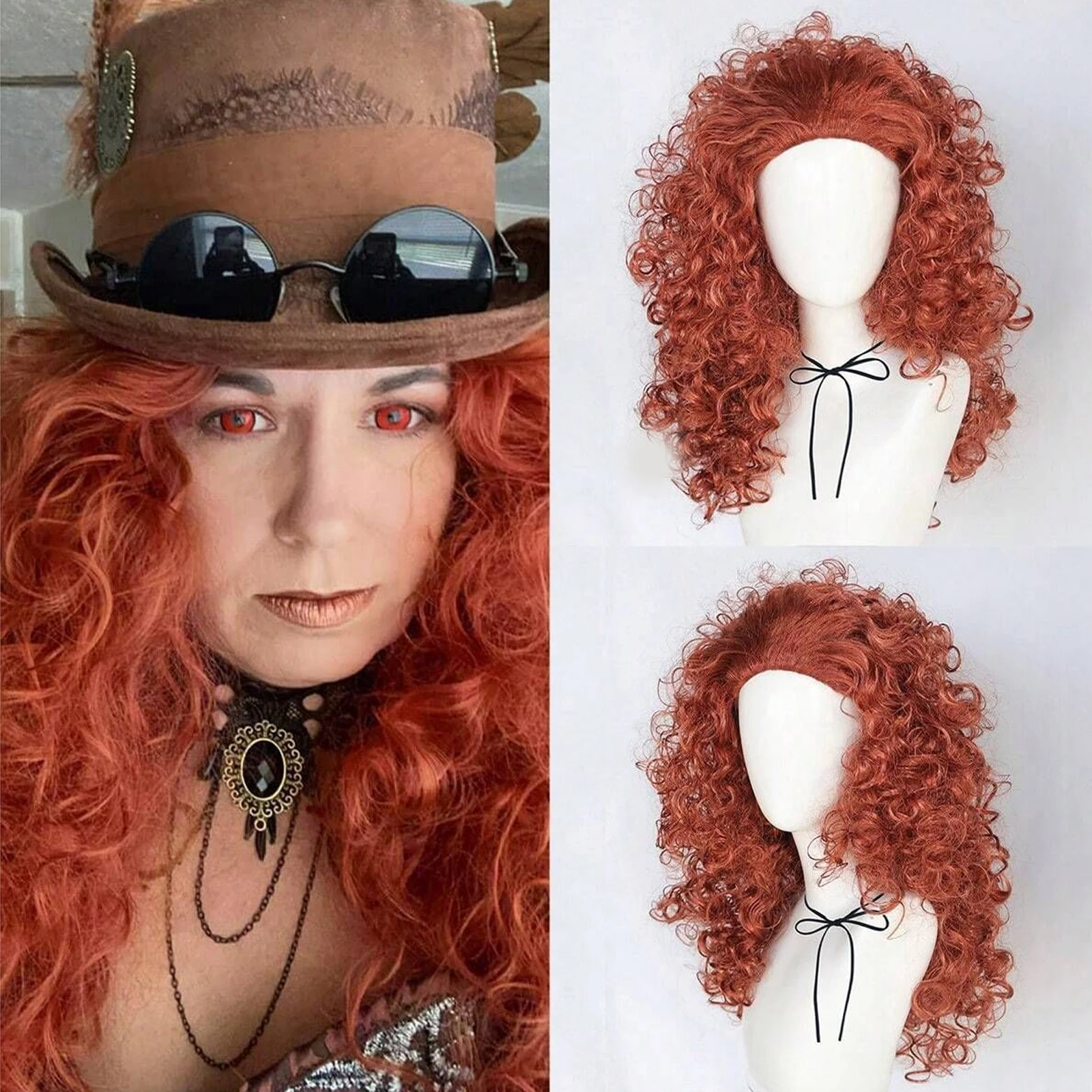 Brown Synthetic Medium-Long Curly Witch Wig for Anime Movie Princess Cosplay Wig,Halloween Comic Con Exhibition Concerts Parties