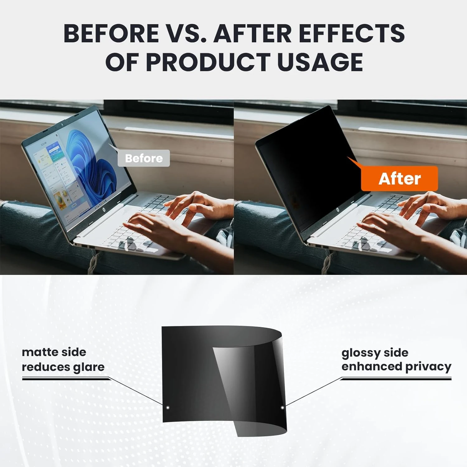Removable Anti Blue Light Laptop Screen Protector, Privacy Filter Screen Protector, High Clarity, 13.3 Inch, 16:9