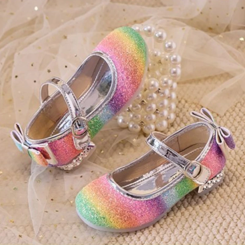 New Girl's Colorful Dance Shoes Soft Sole Princess Style Spring Autumn Kids Comfortable Non Slip Leather Shoes