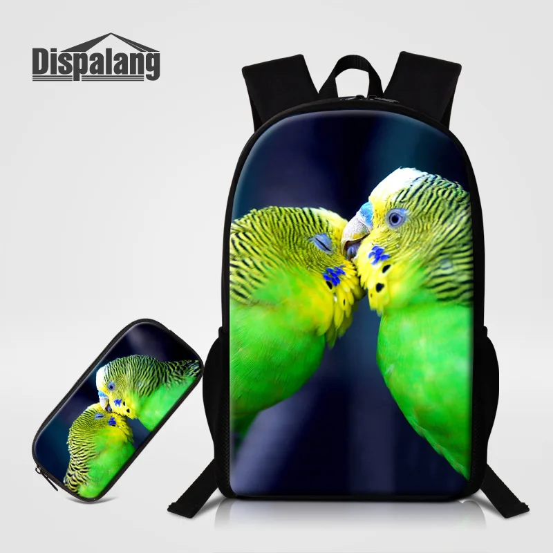 

Dispalang 2 PCS Backpack Set With Pencil Case For Primary School Animal Parrot School Backpacks For Girls Children Large Bookbag