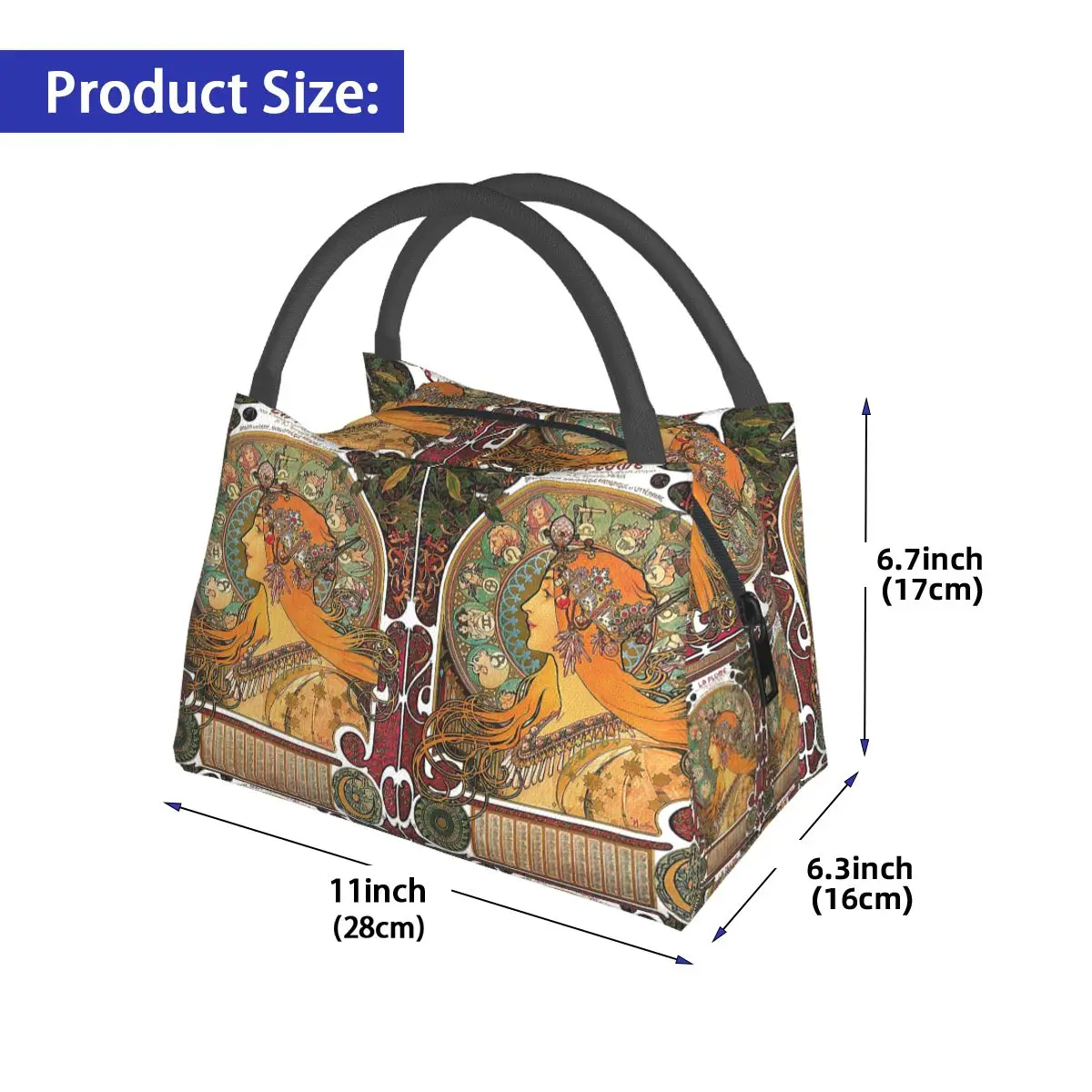Zodiac (Original Version), By Alphonse Mucha (1896) ORIGINAL COLORS Lunch Bag Food Boxes Container Cooler Thermal Lunch Box Tote