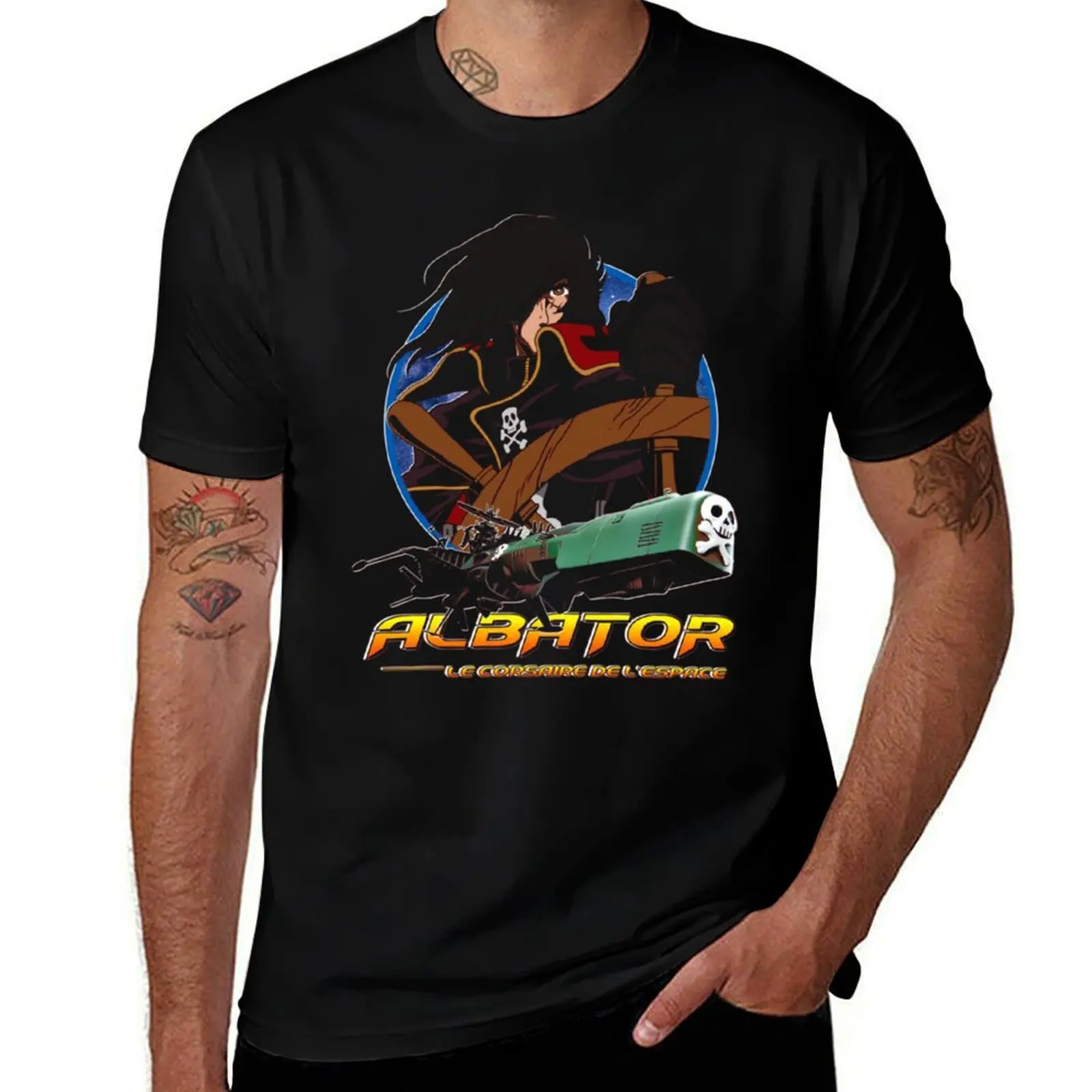 Capitaine Harlock avec Atlantis - Arcadia - Albator The Space Corsair essentiel T-Shirt Basic Solid Color Short Sleeve T-Shirt
