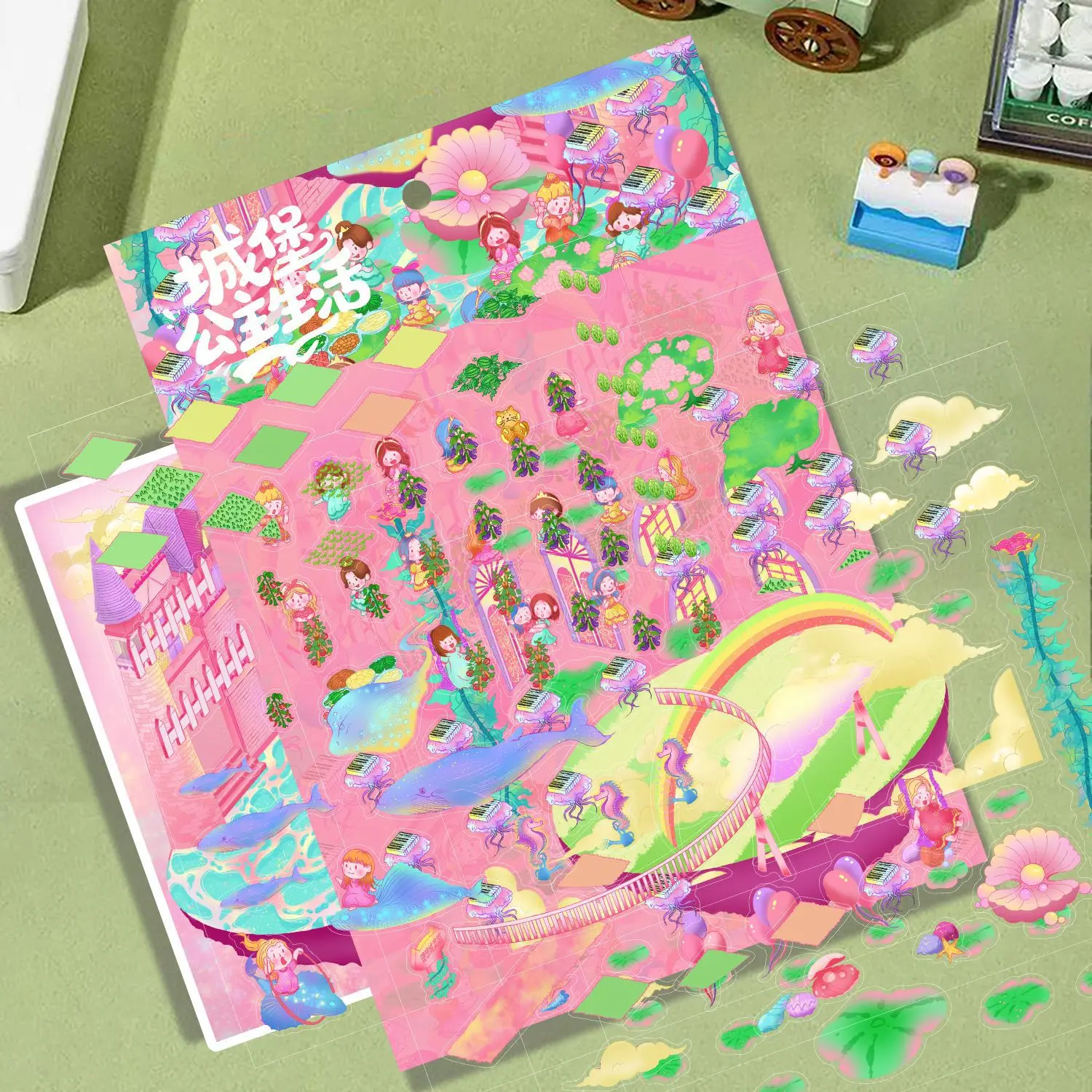 ملصق ثلاثي الأبعاد على شكل قلعة الأميرة الحياة مشهد مقاوم للماء بدون قطع مشهد مصغر يمكنك صنعه بنفسك ملصق قصاصات حرفة مطبوعة رائعة