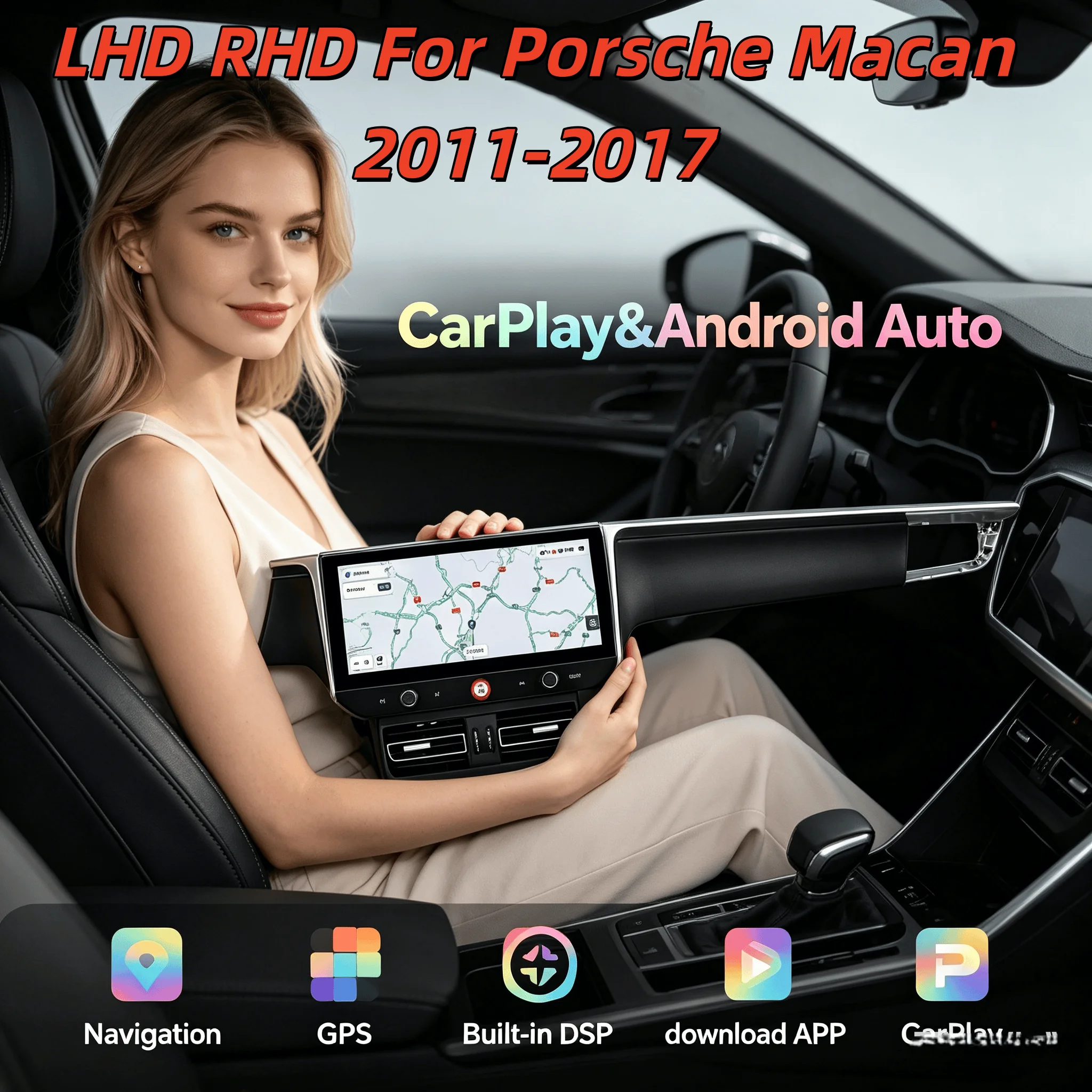 

12.3" Android14 Wireless CarPlay Bluetooth Stereo For Porsche Macan 2011-2017 Multimedia Video Player Navigation Radio LHD RHD