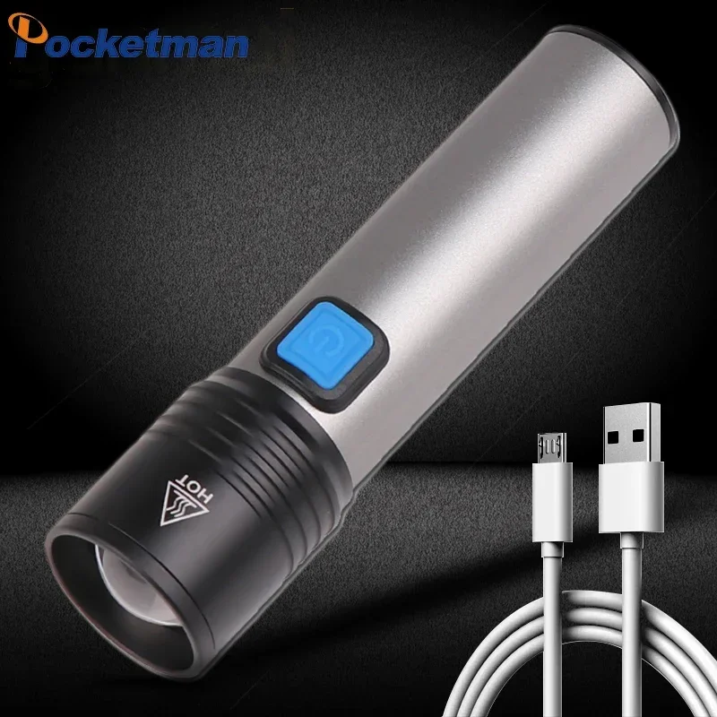 

Portable LED Flashlight 4 Modes Rechargeable Super Bright Flashlights Emergency Light Torch Outdoor Waterproof for Activities