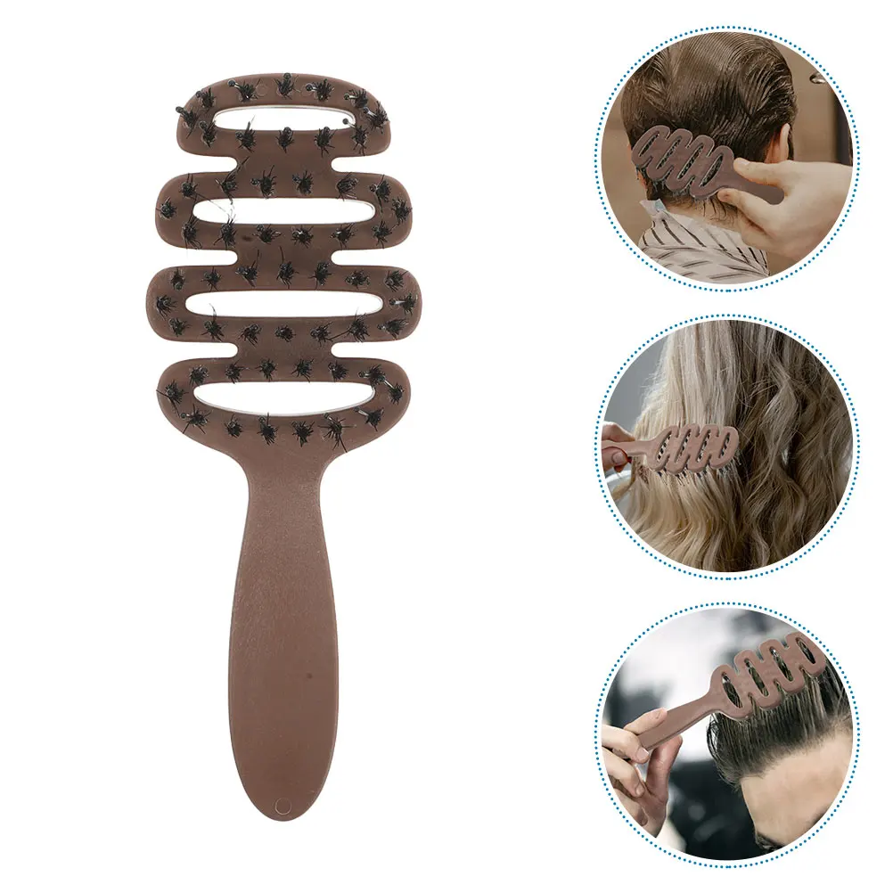 

2Pcs Boar Bristle Hairbrush Scalp Massage Comb Portable Travel Wide Tooth Detangler Brush for Volume Styling Highlighting Comb