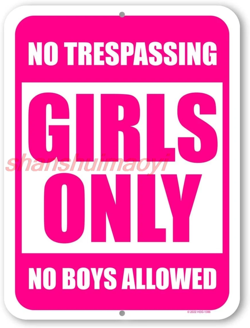 Honey Dew Gifts, No Trespassing Girls Only No Boys Allowed, 9 inch by 12 inch, Tin Sign, Wall Signs for Home Decor, Signs f sign