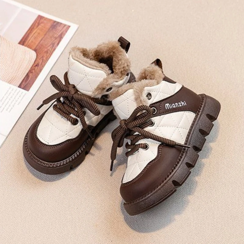 

Детские зимние ботинки на термофлисовой подкладке, зима 2026, новый стиль, зимние ботинки для детей, теплая уличная хлопковая обувь для девочек