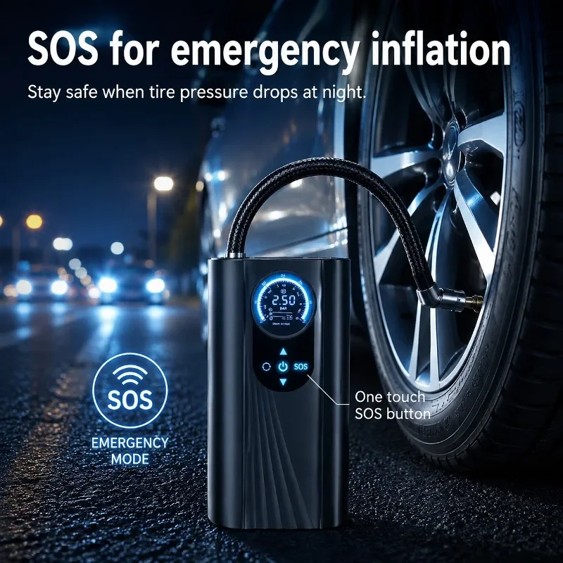 DC12V Car Air Compressor Cigarette Lighter Powered Tire Inflator Pointer Gauge For Auto Motorcycle Bicycle Ball Emergency Use