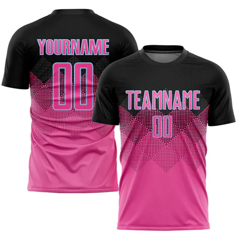 Summer Men Custom Name Football Jersey Street DIY Personality 3D Print Short Sleeve T Shirt Gradient Stripe Trendy Sports Tee