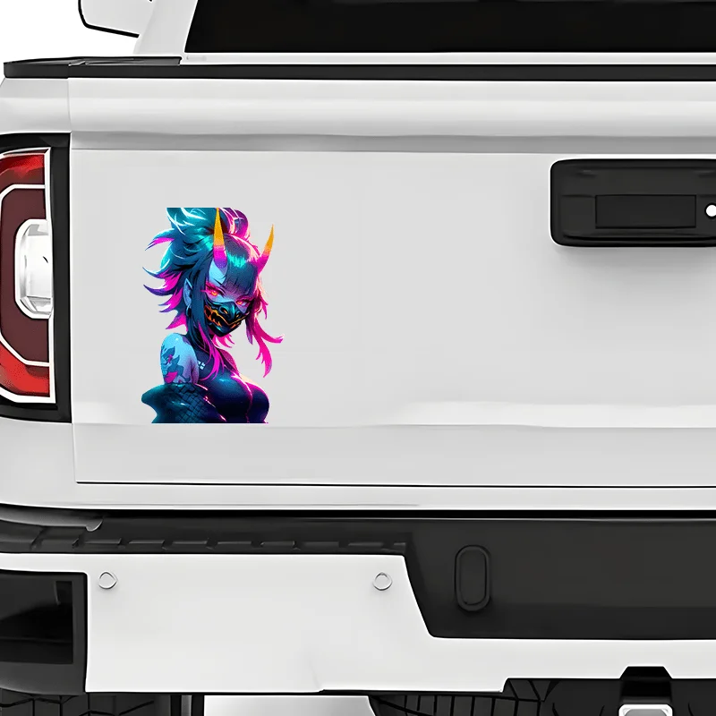 1PC Neon Demon Style Anime Girl Sticker - 15*9.71CM Waterproof Vinyl Decal for Cars/Windows/Laptops | Edgy JDM Fan Accessory