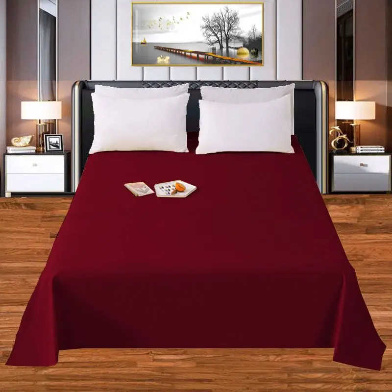 

Available In All Seasons 1Pc Thick 100% Cotton Flat Sheet Solid Color High Quality Bed Sheet Various Sizes Can Be Customized