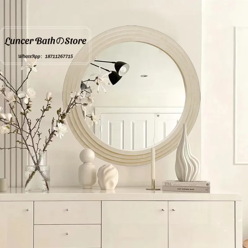 Retro makeup mirror wall hanging french entrance background wall dressing bathroom art light luxury side decoration mirror