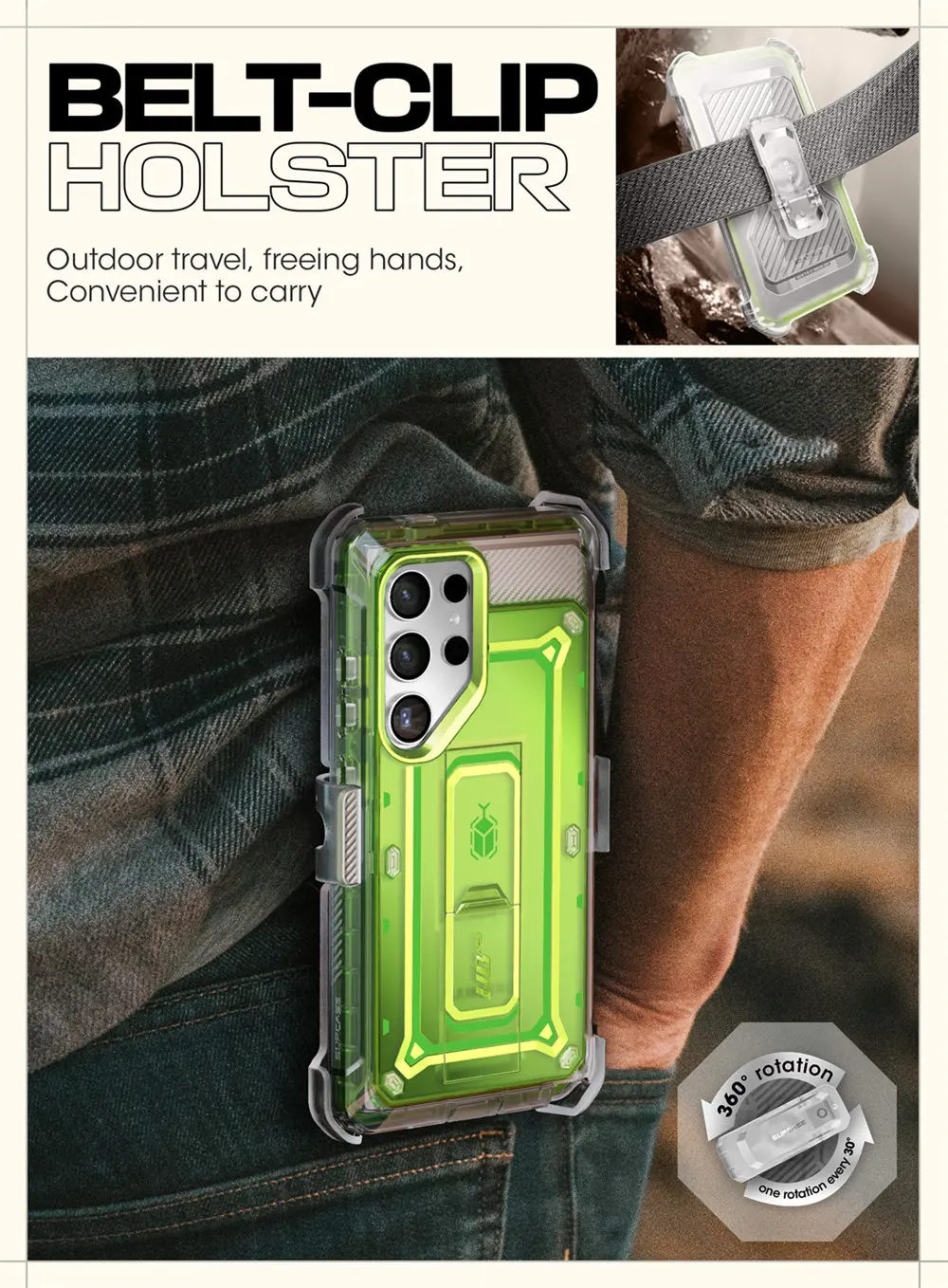SUPCASE For Samsung Galaxy S24 Ultra Case UB Pro Full-Body Dual Layer Rugged Belt-Clip Phone Case with Built-in Screen Protector