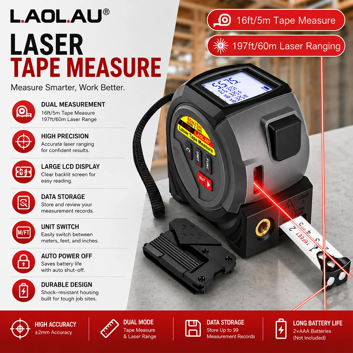 Industrial Laser Alignment Tool - CJY007 3 in 1 Laser Rangefinder
