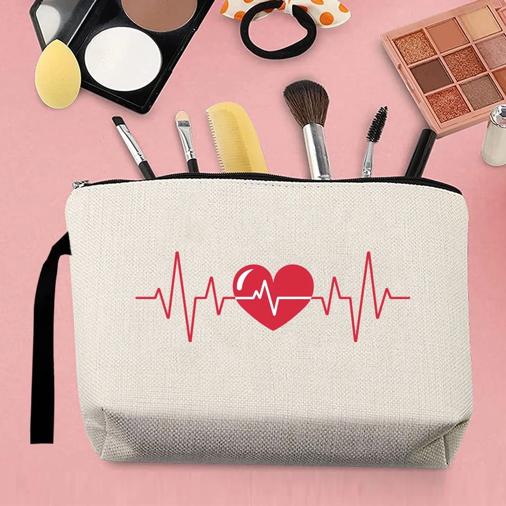 Tempat Kosmetik Tas Makeup Wanita Kantung Organizer Perlengkapan Mandi Dompet Pola Cinta Tas Clutch Cuci Pesta Pernikahan Kantung Pensil Ritsleting