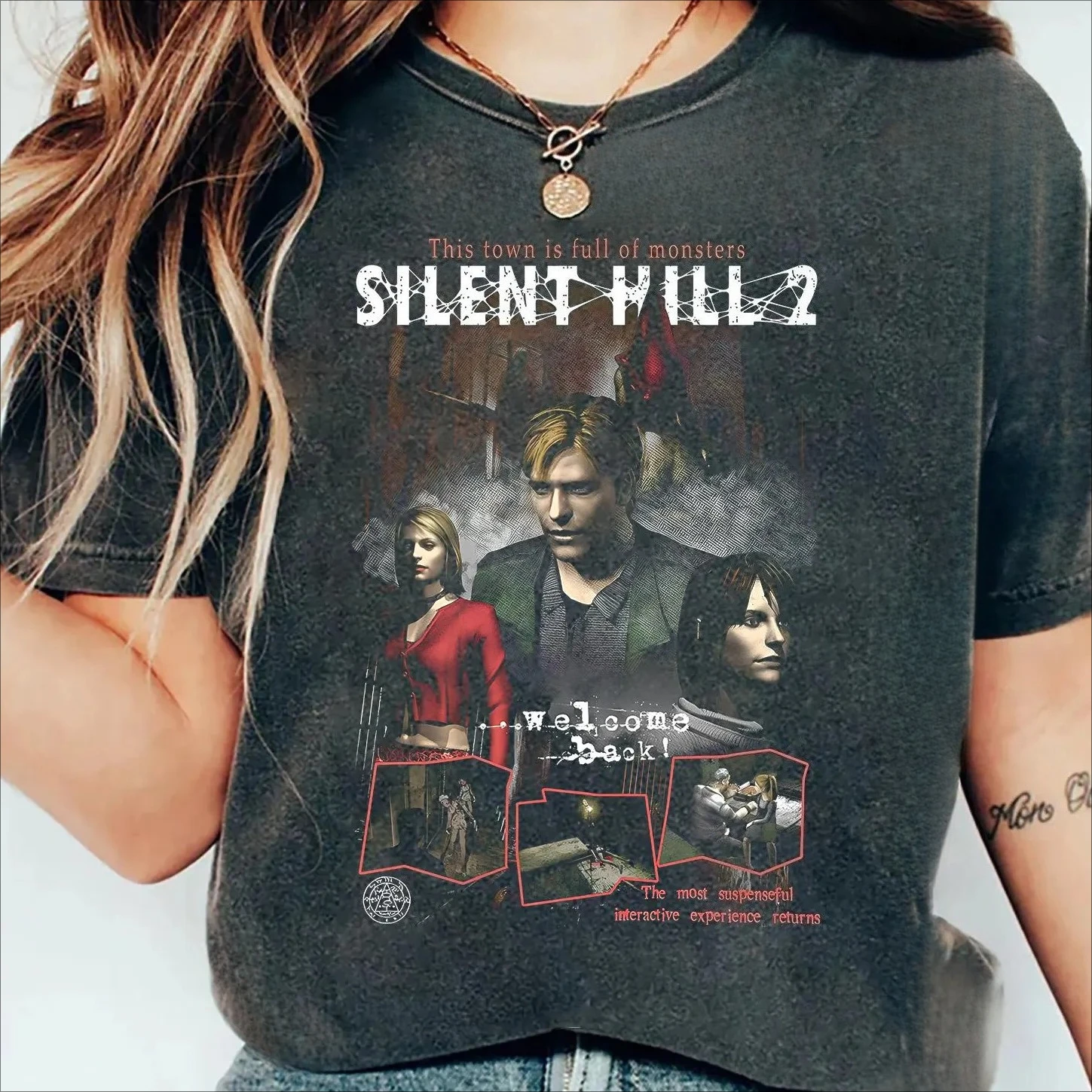 Silent Hill 2 T-shirt: A Retro Horror Game Pattern T-shirt Summer Men's and Women's Loose and Breathable T-shirt Top