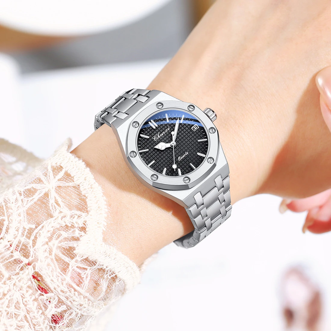 CHENXI NEW Women\'s Watches 2024 Silver Stainless Steel Quartz Waterproof Wristwatch Brand Luxury Elegant Watch For Female Gifts