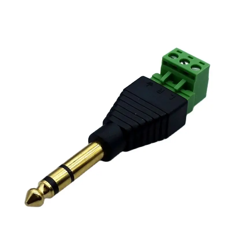 6.35mm 6.5mm 3Pin Audio Male Stereo Sound Track Plug Solderless Connector DIY Screw Lock Cable Adapter For Electric Guita 5Pcs