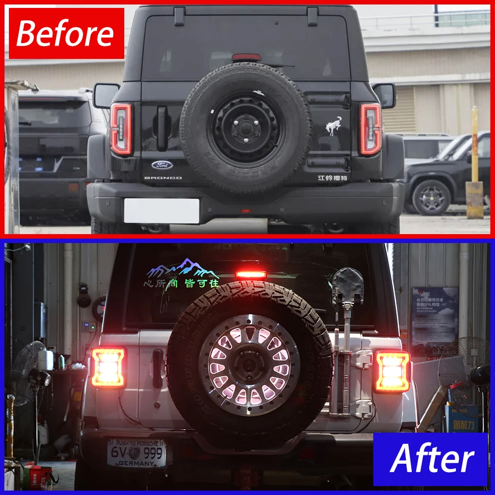 For BRONCO Wrangler JL JK Tank 300 Spare Tire Upgrade Startup Effect LED Spare Tire Light Plug and Play Car Tools Accessories