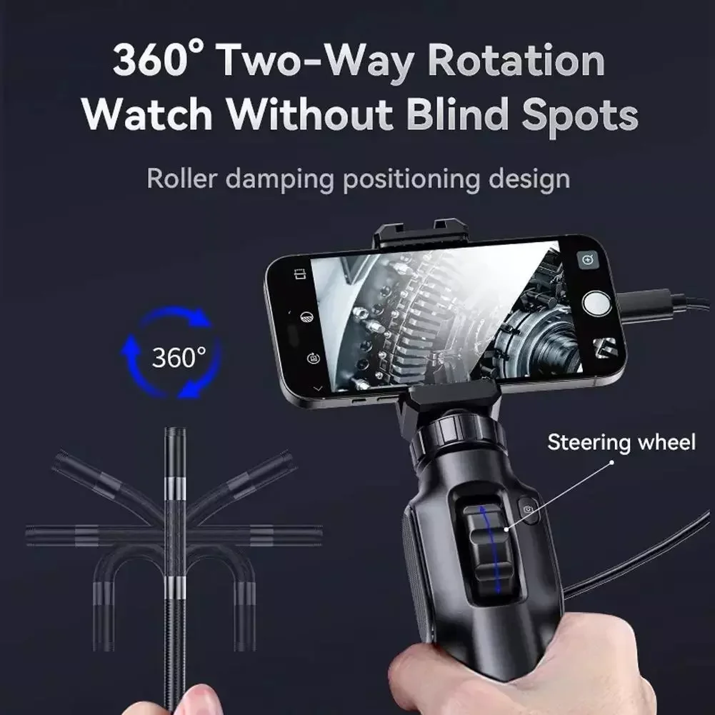 Industrial Sewer Piping Rotary Video Endoscope Camera With Articulation 360 For Android Type C Iphone IOS 1m 1080p Cars Rotary