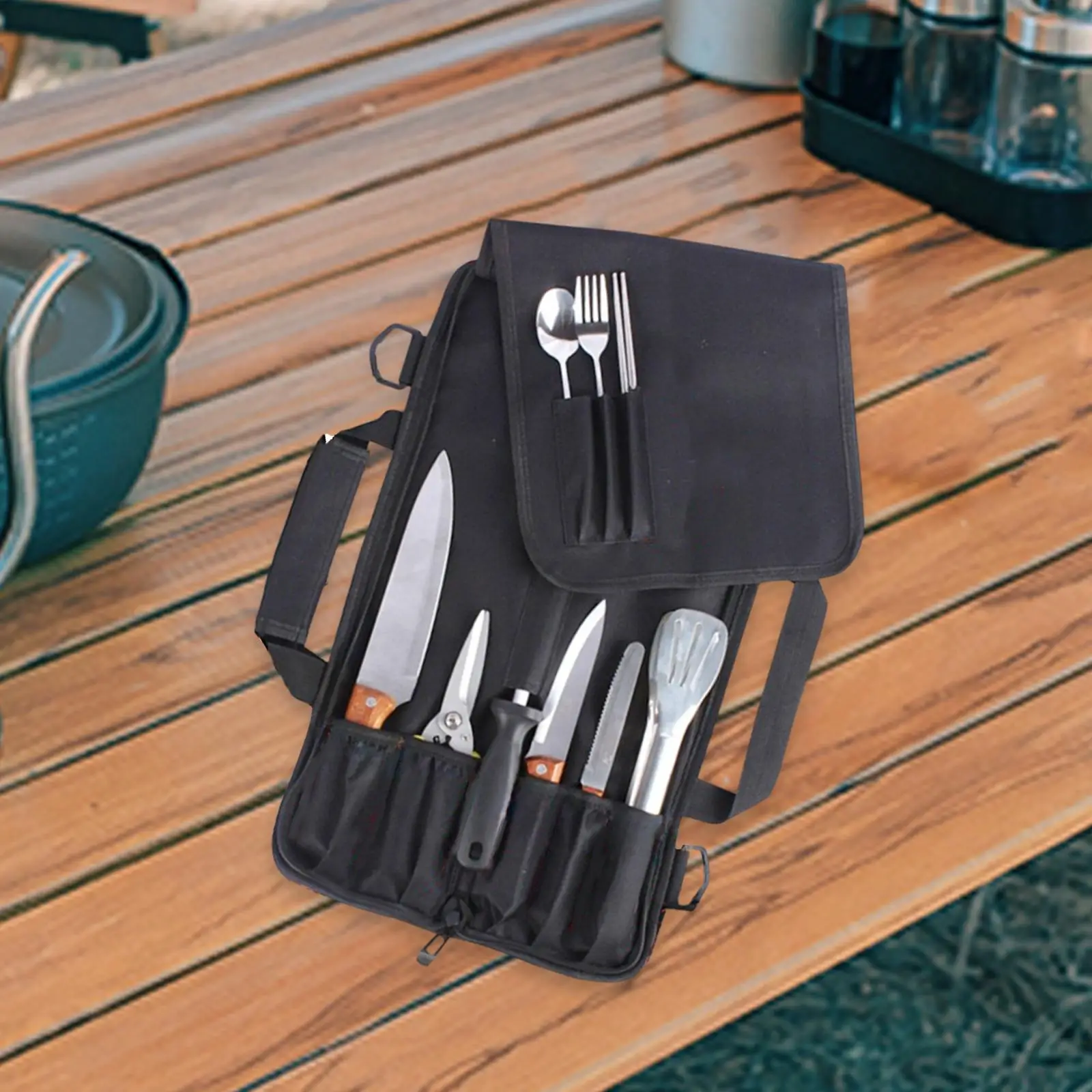 Knife Roll Foldable Stain Resistant Large Capacity protected Pouch for Outdoor Activities Fishing Travel Backpacking Camping