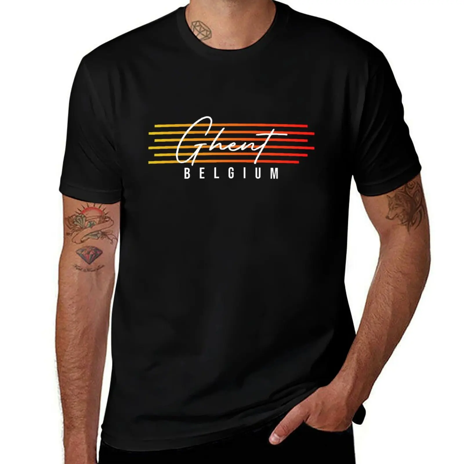 Ghent Belgium Souvenir Gift T-Shirt Retro Style Print Casual Top T-Shirt