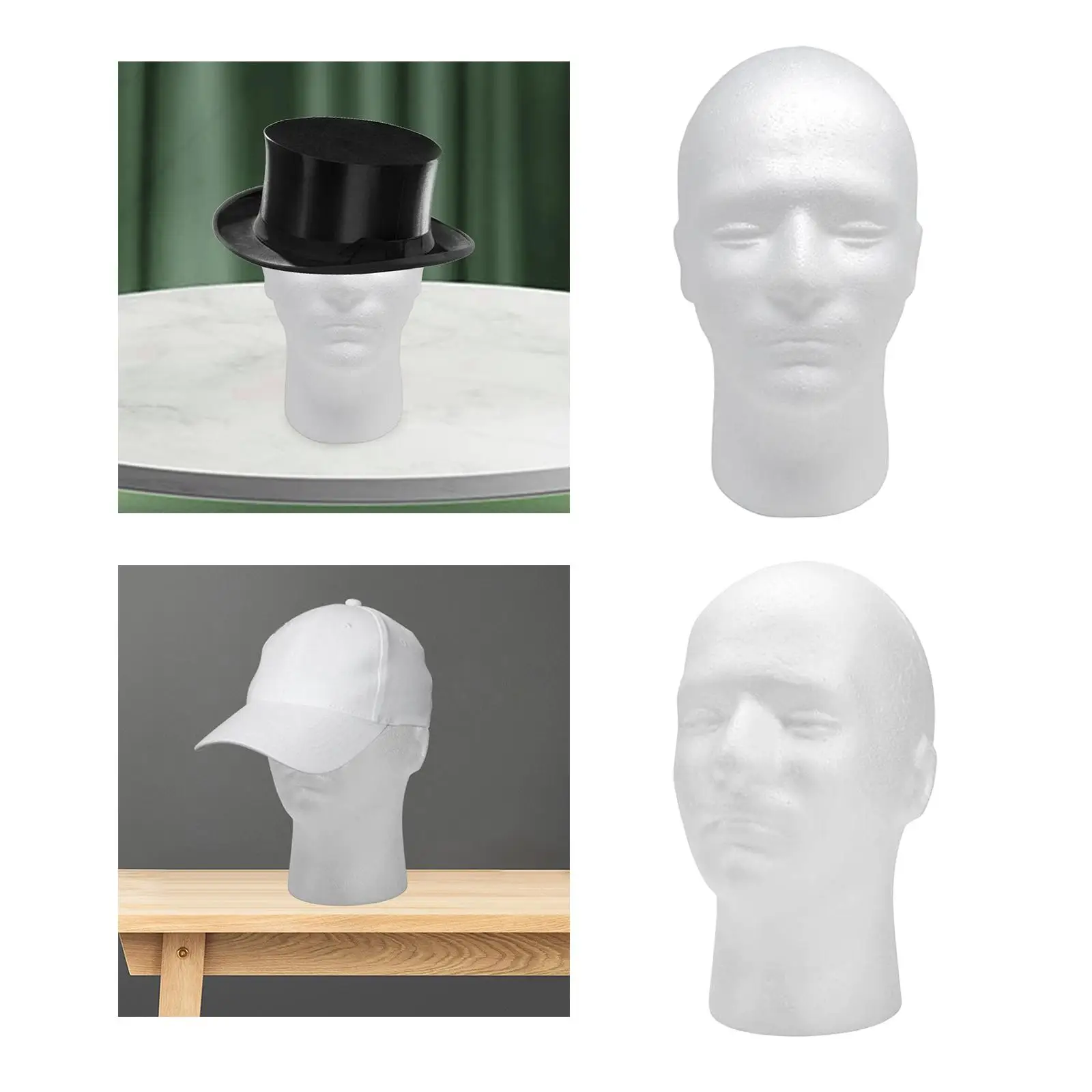 2x Schaumstoff-Männchenkopf, weißer Ständerhalter für Schmuck, Schals, Zuhause, Salon, Hüte