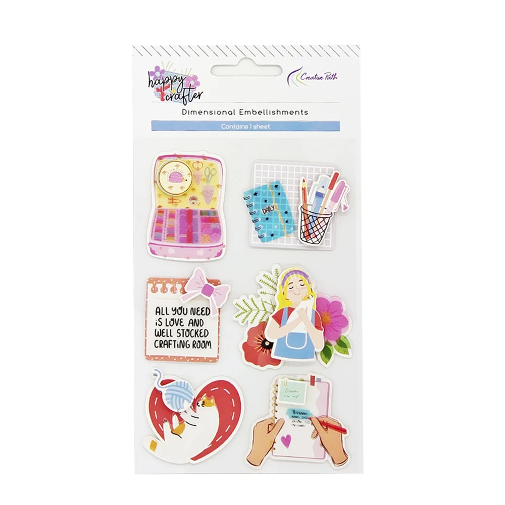 Creative Path 9-teiliges Happy Crafter Scrapbooking-Journaling-Set mit Dekorationspapier, Stanzformen und Verzierungen für DIY-Bastelarbeiten – Detail 18