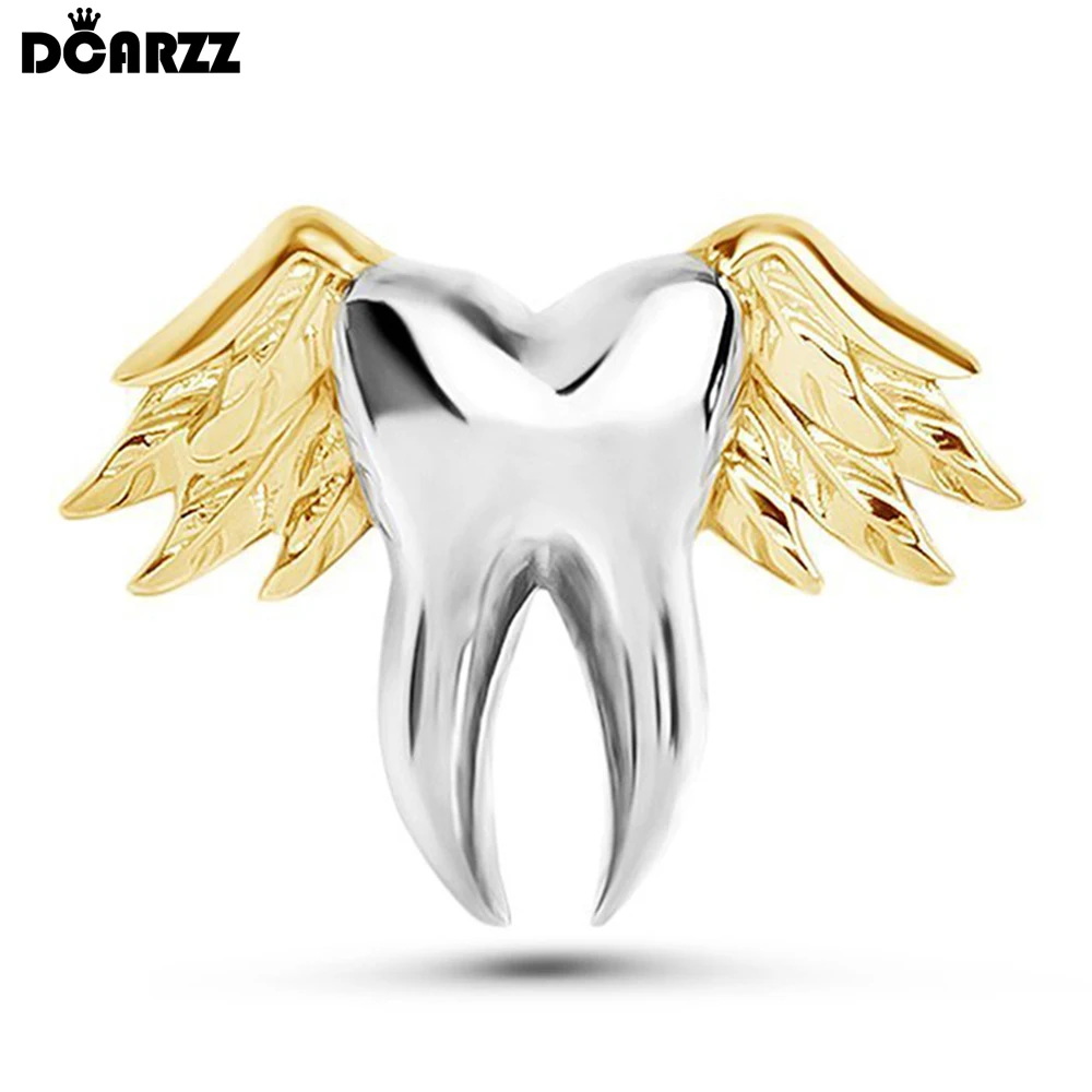 

DCARZZ Dental Creative Tooth with Wing Brooch Medical Dentist Lapel Backpack Teeth Badge Pins Medicine Jewelry for Dcotor Nurse