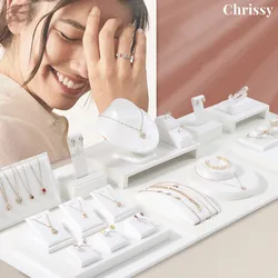 PU Leather Jewelry Store Display Case Ring Earring Bracelet Organizer Tray Pendant Necklace Chain Holder Neckform Stand Showcase