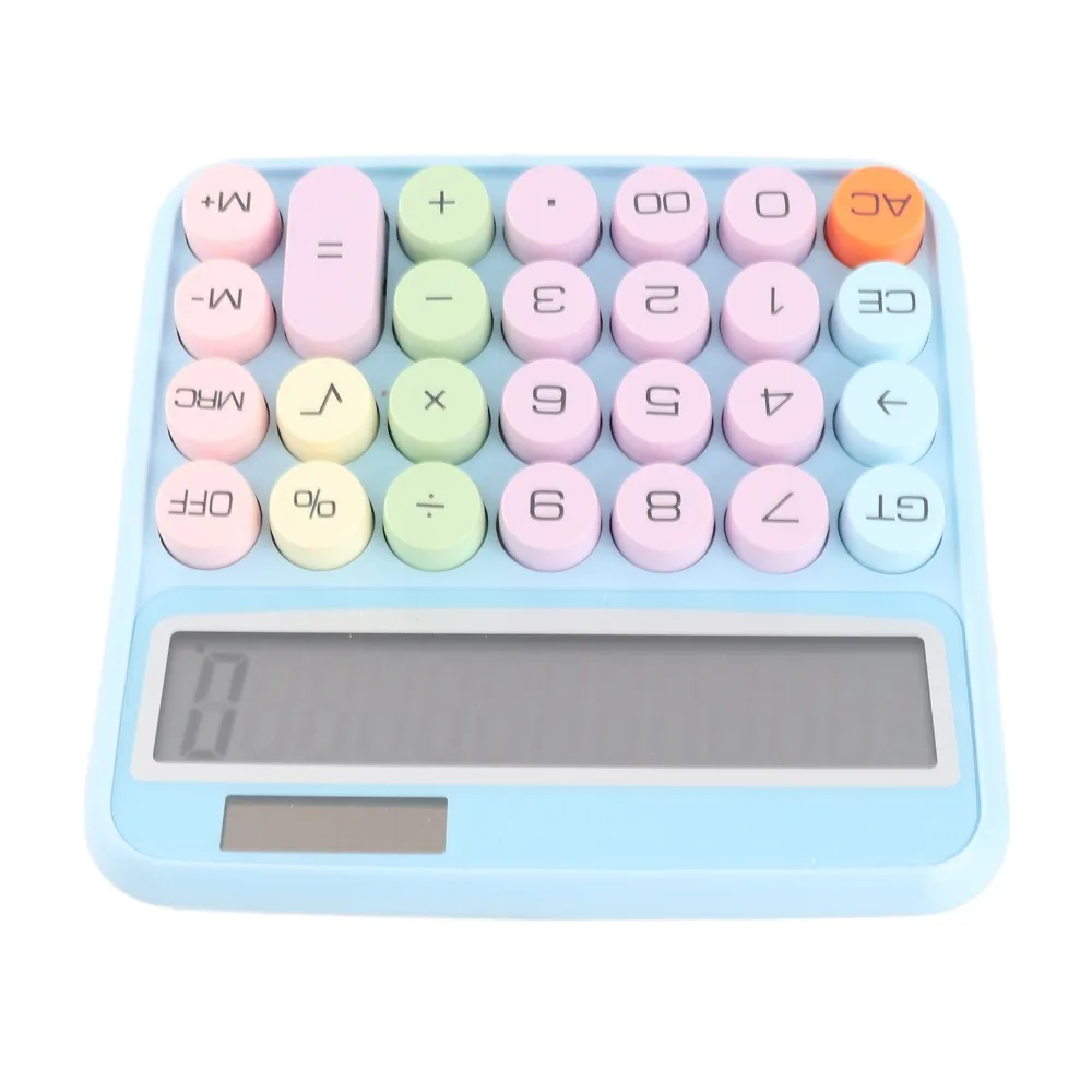 ABS Mechanical Calculator 12 Digit Large LCD Display Electronic Calculator 15°Tilt Screen Big Round Button Desk Calculator Home