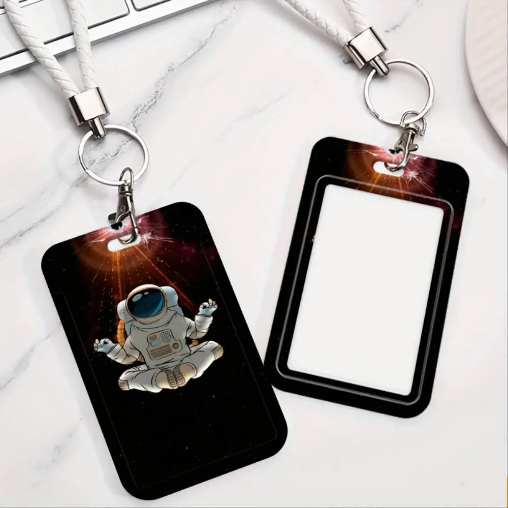 Astronaut Theme ID Card Holder Plastic Card Case Window For Doctor Nurse Student Office Worker Space Design Gift