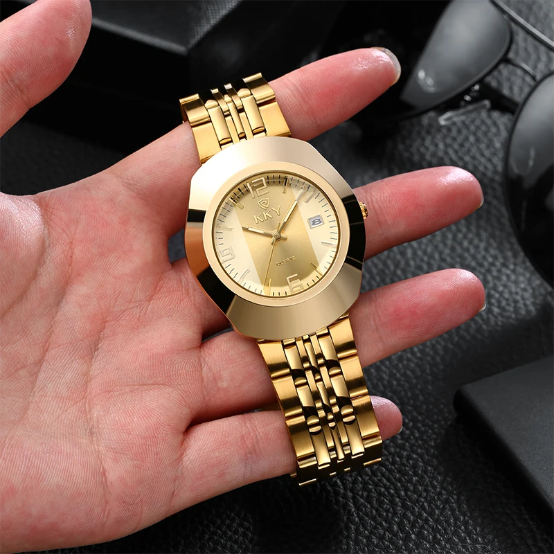 KKY 2024 New Women\'s Luxury Gold Stone Ying Watch Women\'s Fashion Waterproof Calendar Watch