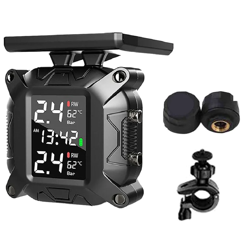 

Classic-Wireless Motorcycle TPMS Tire Pressure Monitoring System Solar External Sensor Temperature Monitor Water Proof