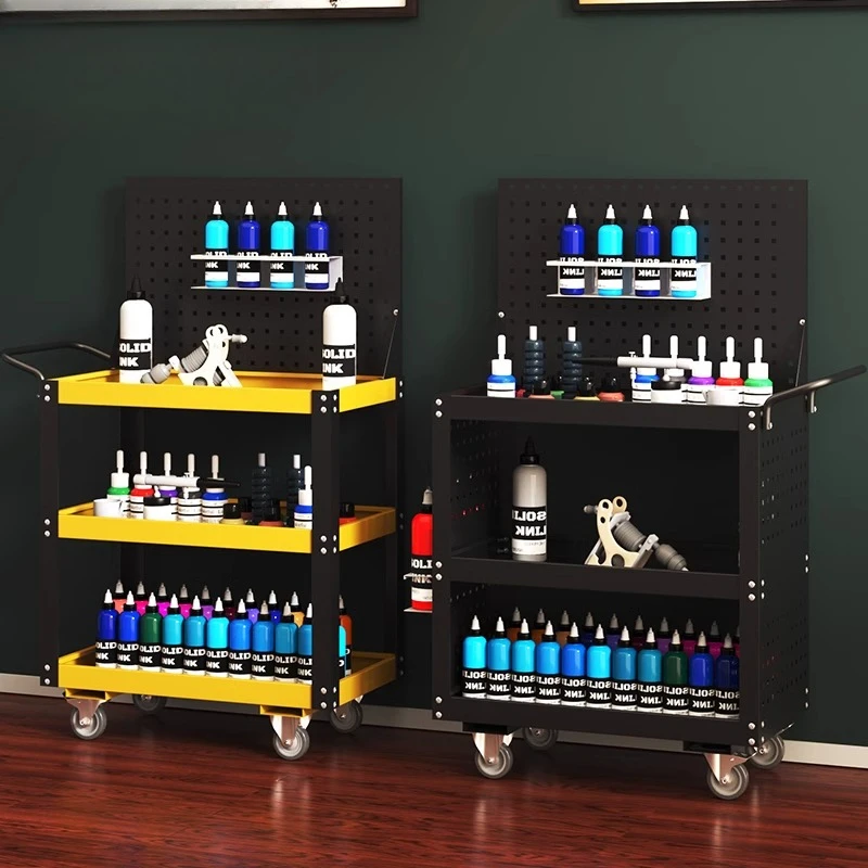 

Auto tool cart trolley workshop hardware tool cabinet 3-layer multi-functional movable iron toolbox