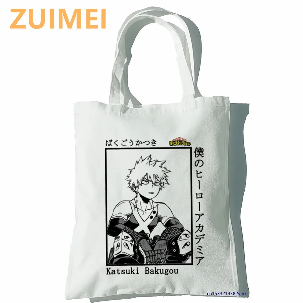 Bag My Boku No Hero Academia Katsuki Bakug Bag Harajuku Gothic Canvas Black Bag Horror Cartoon Large Capacity Shopper Bag Casual